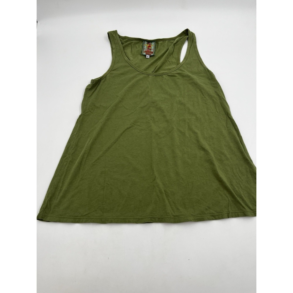 Johnny Was Tank Top Womens L Olive Green Scoop Neck Pullover Wide Straps EUC